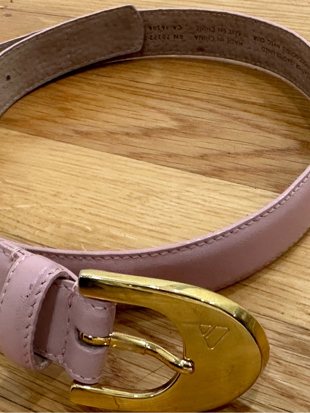 Vintage Liz Claiborne Women's Pink Leather Belt with Gold tone Buckle Classic